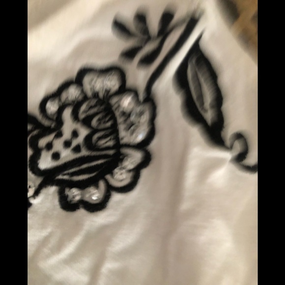 Together size XL ivory adjustable camisole stretch flocked black floral design - Picture 5 of 9